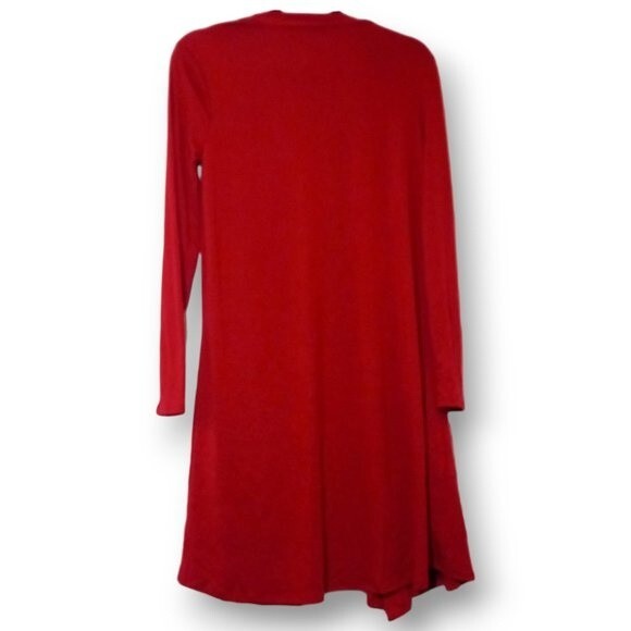 Zenana Sunday Morning Open Front Cardigan-Small-Slouchy-Slinky-Pockets-Red NWOT - Picture 3 of 6